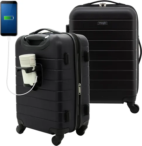 Vista 24 de Wrangler Portavasos inteligente para equipaje y puerto USB, color verde azulado, juego de 2 piezas, Negro, Juego de 2 piezas