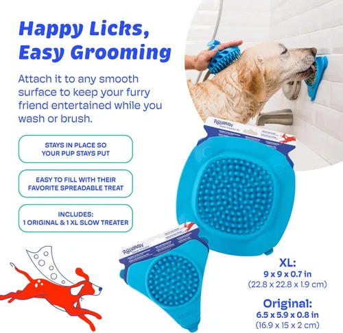 Vista 3 de Aquapaw Alfombrilla de silicona para lamer perros – Almohadilla de alimentación lenta con ventosa – Ayuda calmante para el tiempo del baño y aseo