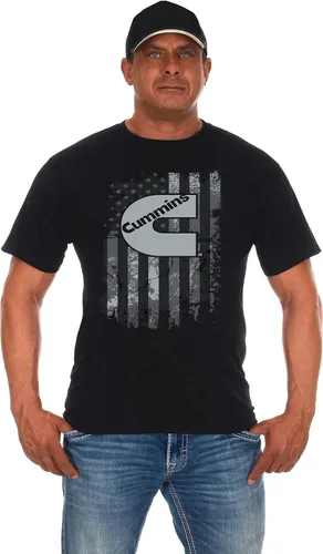 Vista 12 de JH DESIGN GROUP Camiseta de coche para hombre, colección de bandera, 14 nuevas camisas negras de cuello redondo RaM