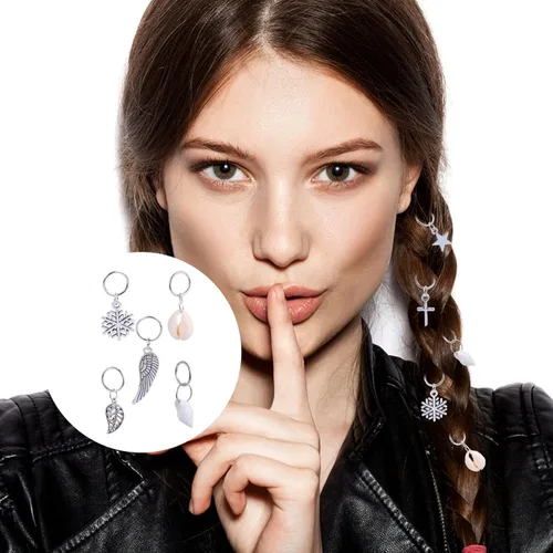 Vista 5 de KALLORY 100 piezas de joyería para el cabello, brazaletes trenzados, anillos para el cabello