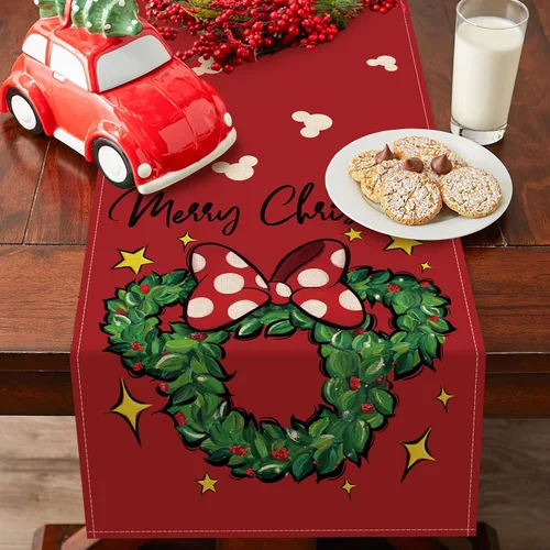 Vista 7 de Seliem Corona Navideña con Guirnalda de Mesa, Arco de Puntitos Rojos de Navidad, Decoración de Mesa de Cocina y Comedor, Decoración Navideña