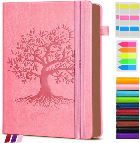 Vista 40 de Diario vintage de cuero con 300 páginas numeradas, diario rayado A4 para hombres y mujeres, diarios para escribir, cuaderno de rayas universitarias