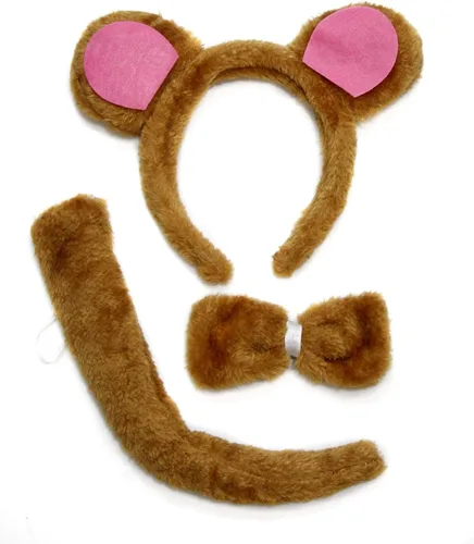 Vista 6 de Petitebella Traje combinado de 3 piezas con diadema de animales y pajarita y cola