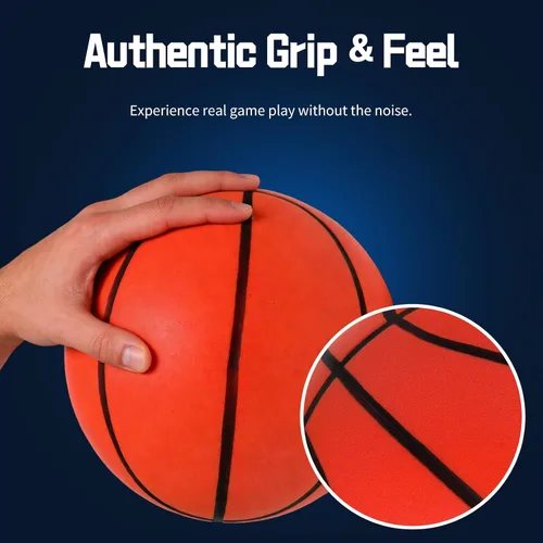Vista 6 de Baloncesto silencioso tamaño 7 (29.5 pulgadas), pelota de baloncesto pesada sin aire para interiores, pelota de entrenamiento de ensueño acanalada