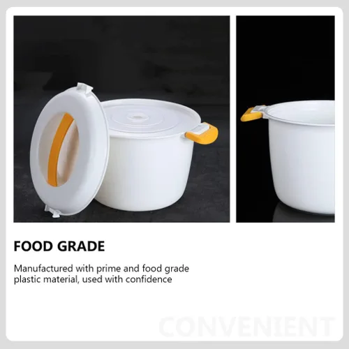 Vista 6 de Microondas Pasta Cooker Round Microondas Recipiente de Alimentos Cocina: Microondas Arroz Cocina de Alimentos Amarillo 1L Cestas de microondas