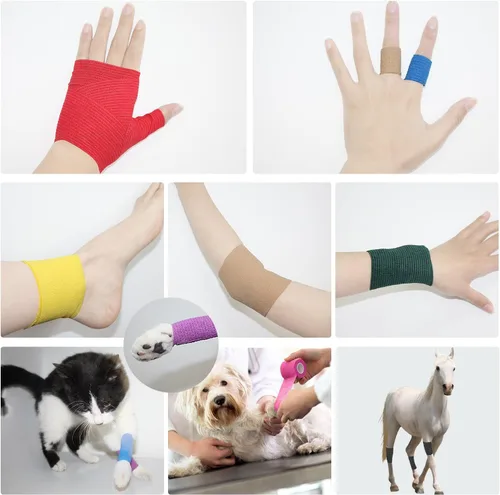 Vista 6 de Cinta de vendaje autoadhesiva, cinta elástica autoadherente, cinta médica, cinta atlética/cinta veterinaria, 1 pulgada, 5 yardas, 12