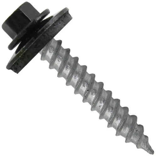Vista 109 de 12 tornillos para techos de metal gris ABC de 1-1/2 pulgadas, cabezal de arandela hexagonal, arranque automático/roscado, arandela EPDM. 1 bolsa
