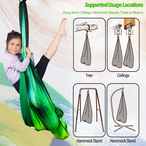Vista 5 de Columpio sensorial para niños y adultos con capacidad para hasta 300 libras en interiores y exteriores, columpio de terapia de abrazo de doble capa