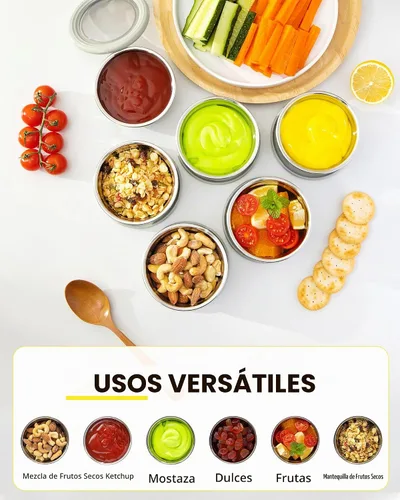 Vista 6 de Recipiente de aderezo de ensalada de acero inoxidable Lille Home, recipientes pequeños a prueba de fugas con tapas, beige Small Food Storage