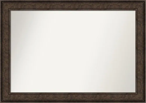 Vista 502 de Amanti Art Espejo de pared personalizado no biselado (25 x 25 pulgadas), marco de bronce acentuado, varios tamaños personalizados, espejo de baño