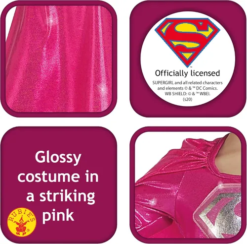 Vista 3 de Disfraz infantil rosa de Supergirl, M, RosadoPlateado