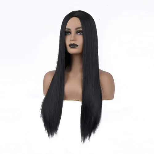 Vista 3 de YunYan Peluca negra para mujer, peluca larga y recta de color natural, peluca sintética resistente al calor, densidad del 150%, 26 pulgadas