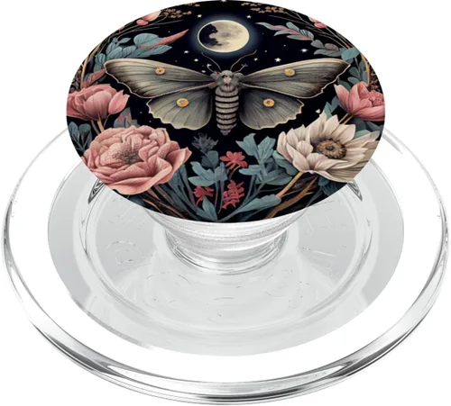 Vista 8 de Moth Moon Flowers Astrología Celestial PopSockets intercambiables PopGrip