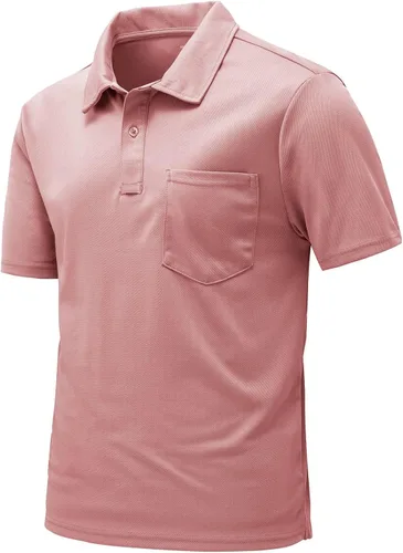 Vista 24 de Rdruko Camisas polo para hombre de manga corta, secado rápido, para golf y deportes al aire libre con bolsillo 01 Negro