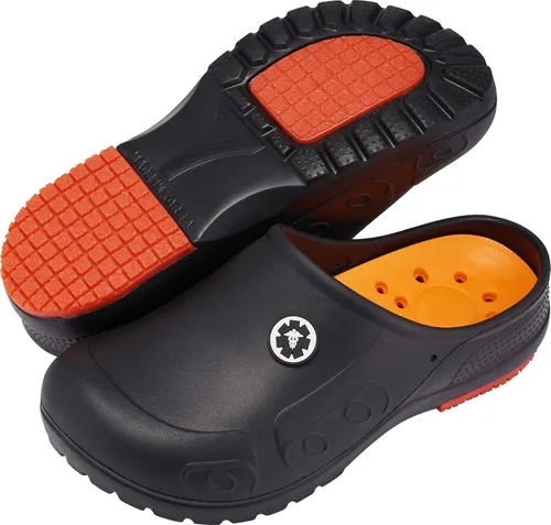 Vista 4 de YUNGPRIME Zapatos antideslizantes para hombre y mujer, zuecos de jardín, zapatos de enfermera y chef