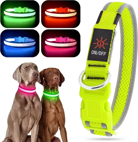 Vista 12 de YFbrite Collar LED para perro XS, ligero collar para gato, cómodo collar de cachorro iluminado, recargable por USB, luz de seguridad ajustable