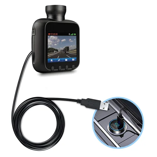 Vista 6 de Cable de alimentación para cámara de salpicadero, cable de carga micro USB de 11.5 pies de largo para cámara de espejo de salpicadero, cable