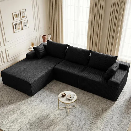 Vista 11 de Lifelink Sofá seccional deshuesado de 108 pulgadas para sala de estar en Beige