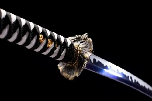 Vista 9 de Espada katana samurái japonesa, acero de alto carbono 1060 tradicional hecha a mano, llama azul espiga completa