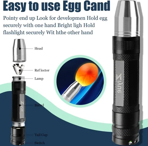 Vista 4 de Probador de velas de huevos USB recargable con luz de vela de huevo Negro