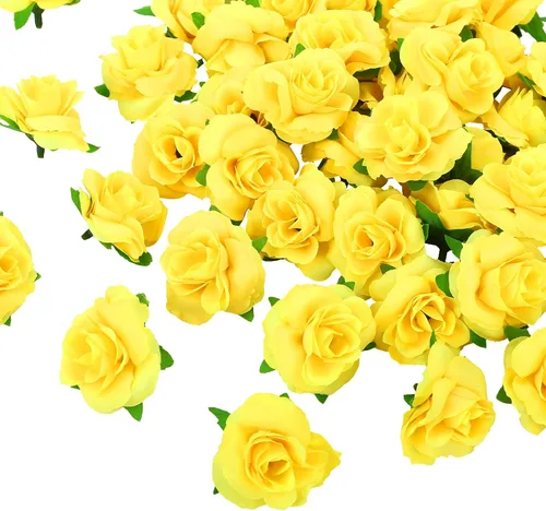 Vista 8 de Kesote 50 rosas artificiales, rosas artificiales de seda pequeñas de 1.6 Negro