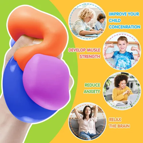 Vista 6 de Fidget Toys - Cubo de estrés, 24 bolas antiestrés a granel para niños y adultos, cubo de estrés de aumento lento, bolas de estrés, bola cuadrada