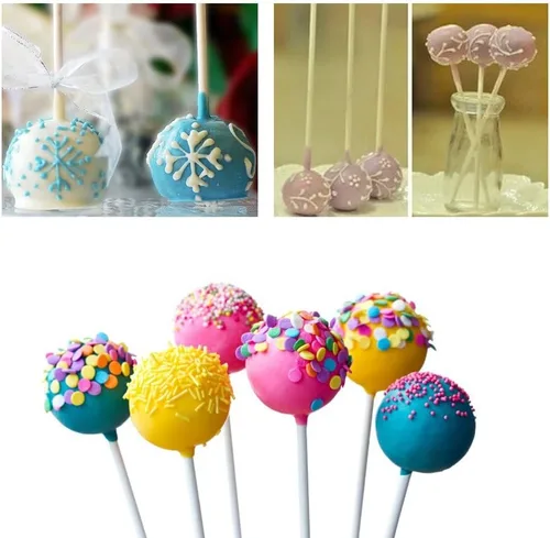 Vista 6 de COOLAKE Palitos de piruleta 100 unidades de 6 pulgadas para hacer dulces de papel para decoración de pasteles, dulces de frutas caseros