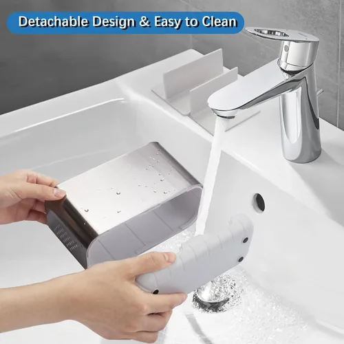 Vista 3 de Portacepillos de dientes para organizador de encimera de baño, portacepillos para cepillos de dientes eléctricos grandes desmontables