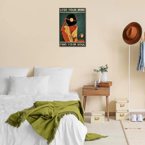 Vista 4 de Póster vintage con texto en inglés «Lose Your Mind Find Your Soul» («Lose Your Mind Find Your Soul») con cita inspiradora, arte de pared, arte