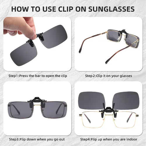 Vista 4 de LADEESSE 4-Pack Polarized Clip-On Sunglasses for Women Men,Over Prescription Glasses with UV Protection