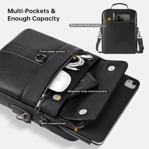 Vista 3 de Funda de cuero para iPad de 11 pulgadas para iPad Pro 11 M5 M4 y iPad Air 11 M4 M4 M3 M2, iPad A16 con teclado mágico, funda protectora acolchada