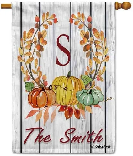 Vista 11 de Welcome Style Initial Garden Flag Snowflake Decor Customized Your Last Name 12.5X18 Inch Print Double Sided