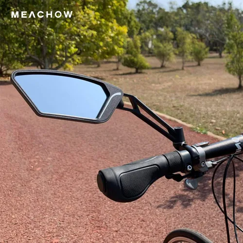 Vista 3 de Nueva lente de cristal resistente a los arañazos, espejo de bicicleta para manillar, espejo retrovisor seguro ajustable, espejo de bicicleta, ME-003