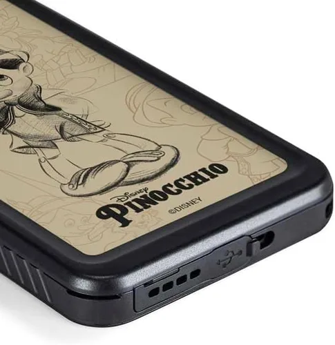 Vista 3 de Skinit Waterproof Phone Case Compatible with Galaxy S23 Plus - Officially Licensed Disney Pinocchio Sketches Portrait Design
