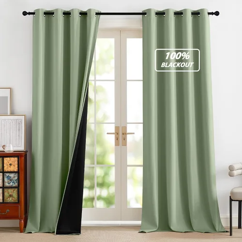 Vista 79 de NICETOWN Cortinas 100% Opacas Cortas de 36 Pulgadas de Largo para Dormitorio, Privacidad Aislamiento Térmico con Ojales Cortinas de Ventana
