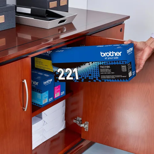 Vista 4 de Cartucho de tóner Brother TN221BK, tóner negro de repuesto, rendimiento de hasta 2,500 páginas, cartucho de reposición Amazon Dash, TN221