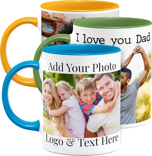 Vista 19 de Tazas de café con foto personalizada, 11 onzas, color negro con imagen, texto, regalos personalizados, taza de cerámica personalizada, gran regalo