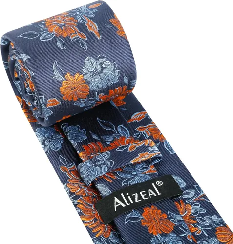 Vista 29 de Alizeal Mens 3.15inches Leaf Flower Pattern Tie with Floral Pocket Square Set