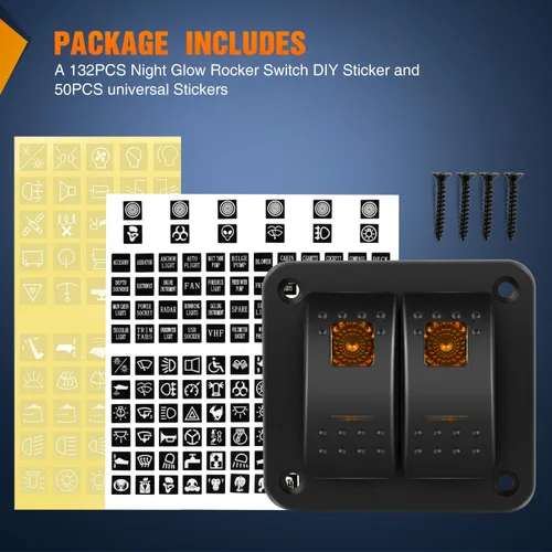 Vista 5 de Nilight Panel de Interruptores Basculantes de 2 Posiciones con Luz LED Naranja, 5 Pines On/Off, Interruptores Basculantes de Aluminio Precableados