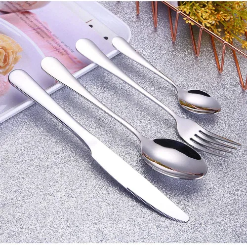 Vista 5 de 4pcs Set Cutlery Dinnerware 304 Stainless Steel Flatware Set Tableware Dinner Spoon Fork Knife Flatware Serving Sets (Black)