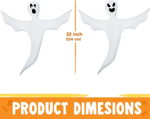 Vista 4 de JOYIN 2 piezas de decoración de fantasma para árbol de Halloween, 53 pulgadas, fantasma volador flexible para árboles, patio, césped, jardín