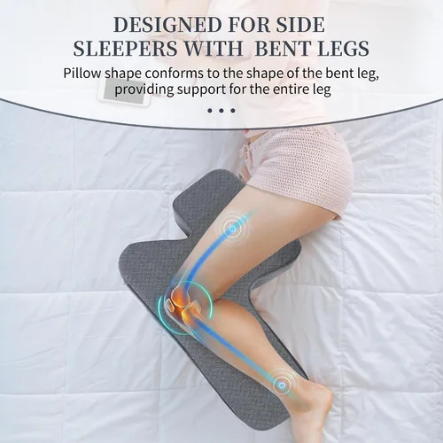 Vista 4 de HOMBYS Almohada de piernas para dormir, almohada de espuma viscoelástica de 4 pulgadas de grosor en forma de Z para dormir de lado ayuda a