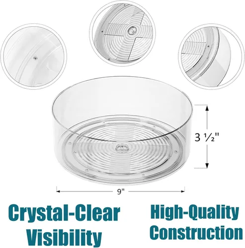 Vista 3 de Paquete de 3 organizadores transparentes Lazy Susan giratorios de 360° de 9 pulgadas para cocina, refrigerador, gabinete, encimera, despensa