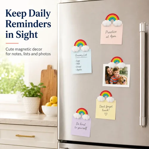 Vista 6 de DOITOOL 5 imanes de arco iris para nevera, arco iris, imanes de nevera, calcomanías magnéticas para refrigerador para nevera, casillero, pizarra