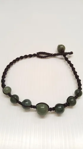 Vista 2 de Infinityee888 - Tobillera con cuentas de jade verde Feng Shui para hombres y mujeres, AK01, Piedra