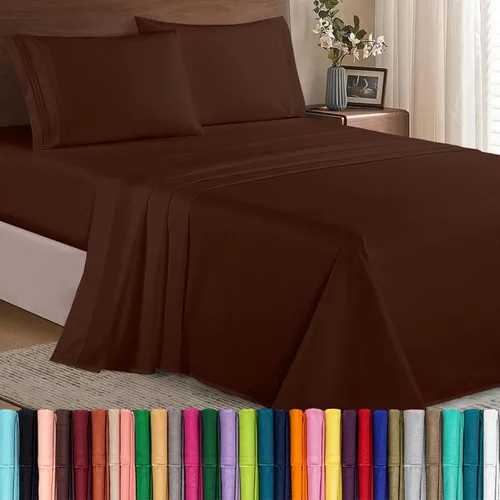 Vista 48 de Elegant Comfort - Juego de sábanas de microfibra de 1500 hilos de calidad hotelera prémium de 4 piezas - Resistente a arrugas, sábana bajera