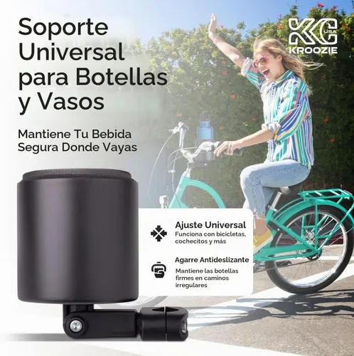 Vista 2 de Kroozie Soporte para botellas de bicicleta de lujo, universal, de acero inoxidable, para manillares, para barras verticales o en ángulo y bebidas