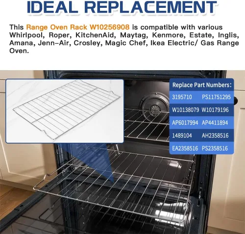 Vista 2 de [Actualizado] Estante para horno W10256908 para estufa Whirlpool/Jenn-Air, reemplaza W10138079, 3195710, W10179196, 24 x 15-3/4 pulgadas (1 paquete)