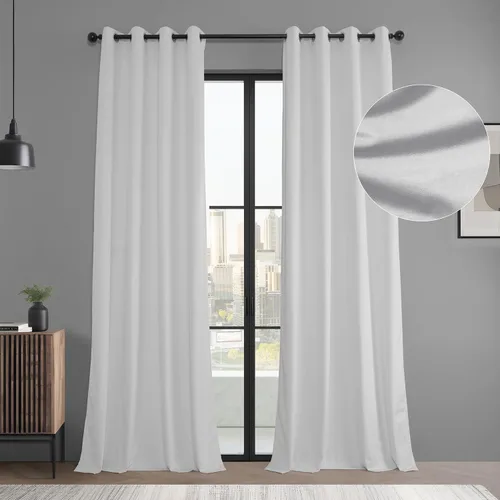 Vista 11 de HPD Half Price Drapes Juego de 2 paneles de cortinas básicas de terciopelo para oscurecer la habitación, cortinas con ojales de 96 pulgadas