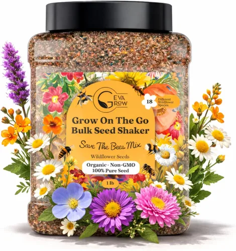 Vista 12 de Agitador de semillas de flores silvestres – Mezcla anual de GevaGrow 17 variedades de semillas de flores para plantar en macetas y jardines al